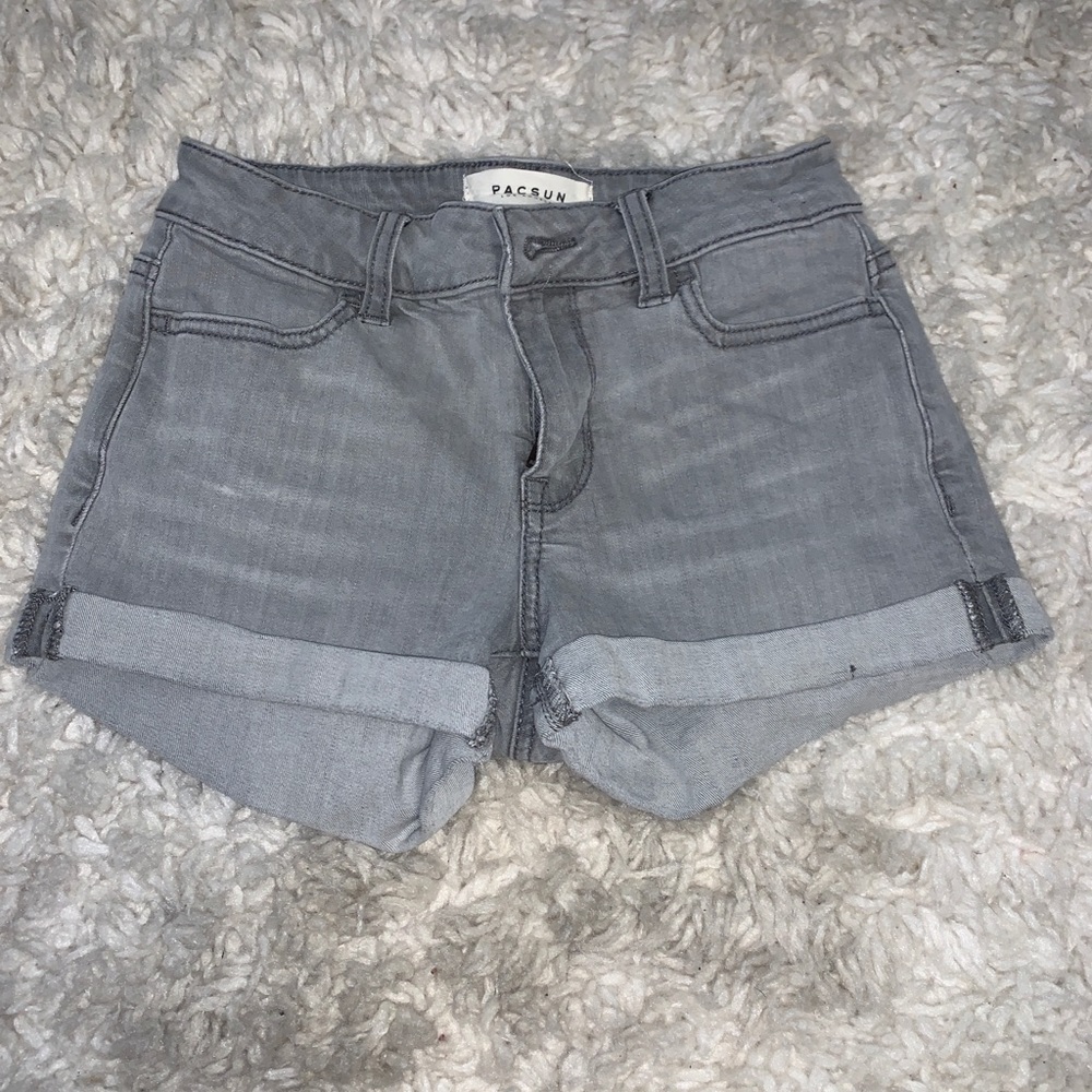 Pacsun Super Stretch Shortie Grey Denim Shorts